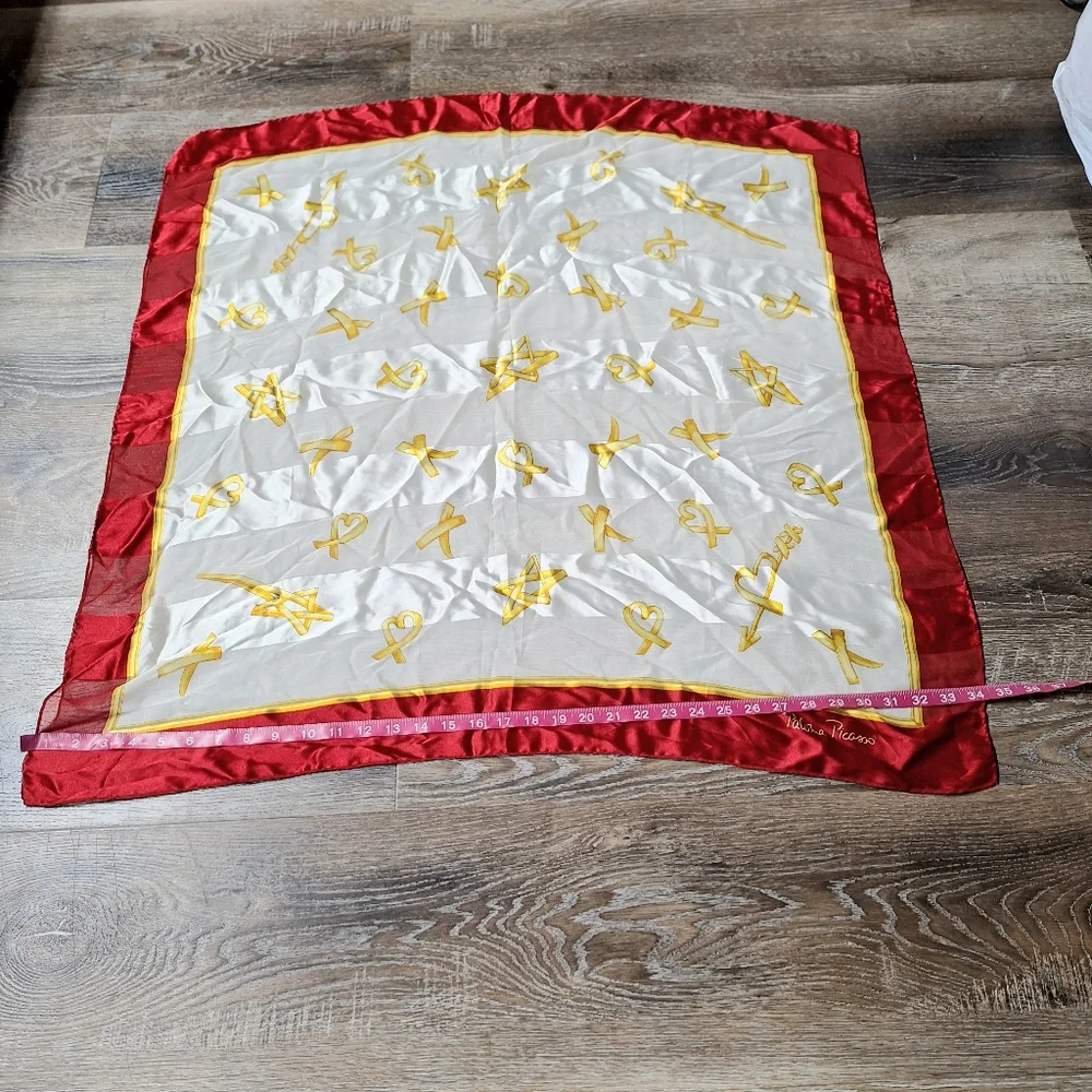 Vintage Paloma Picasso Twill Silk  ❌️,♥️, 🌟s Scarf, 34 X 33.5 Inches